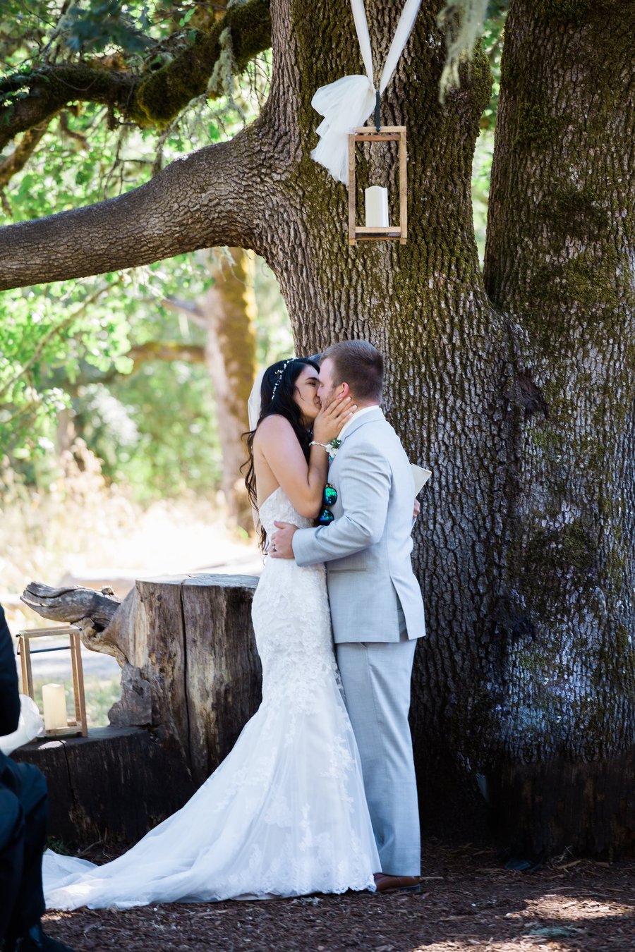 Bride and groom sharing a kiss